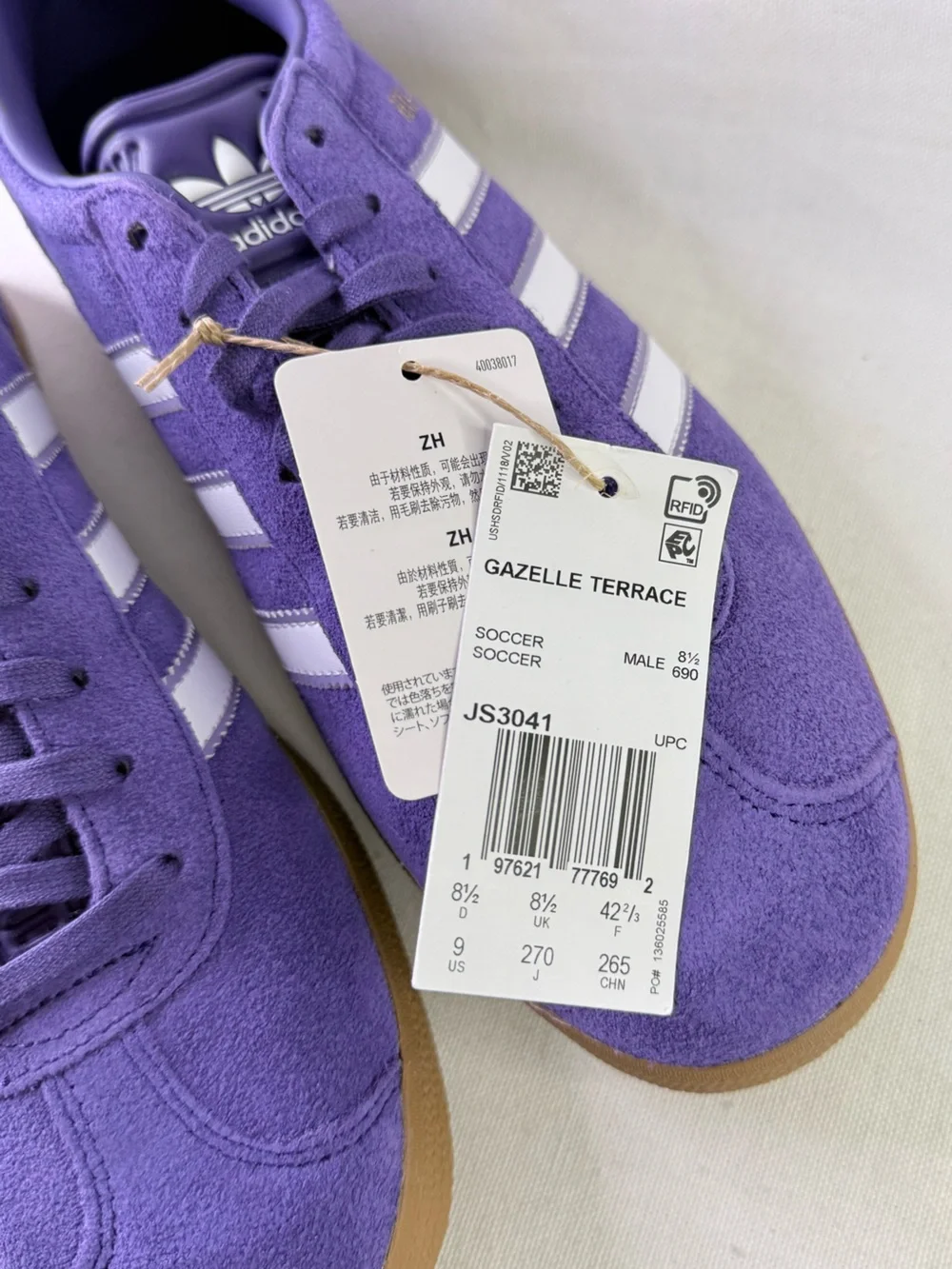 adidas Real Madrid Terrace Gazelle Low-Top Sneakers in Lavender & White